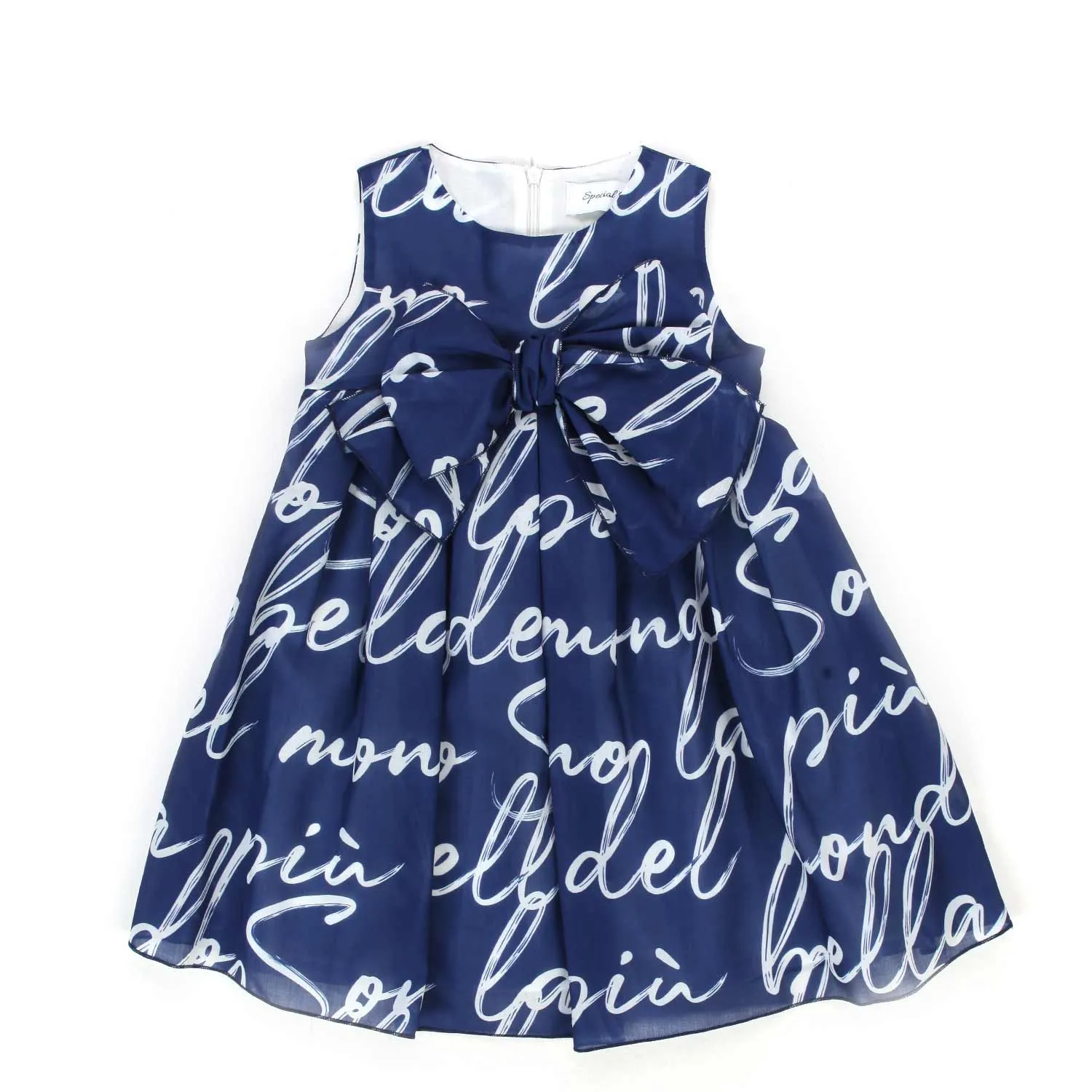 Special Day Little Girl Blue And White Sleeveless Dress