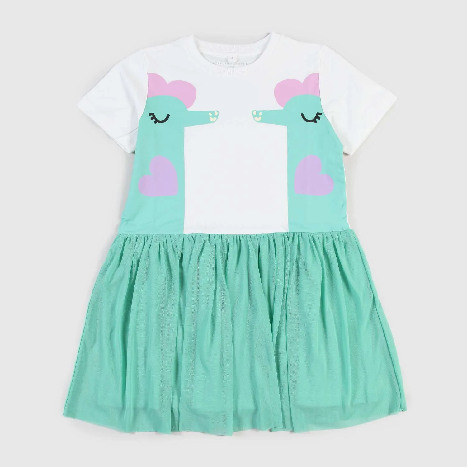 Stella Mccartney Baby Girl White And Sea Green Dress