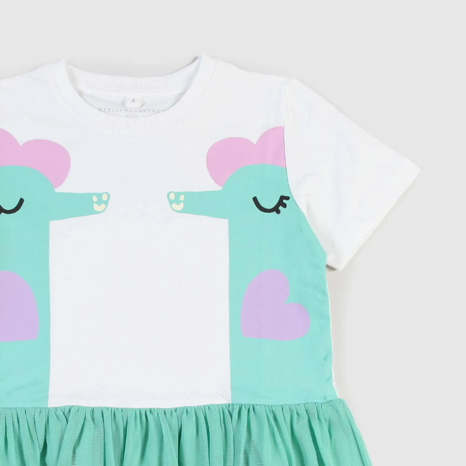 Stella Mccartney Baby Girl White And Sea Green Dress