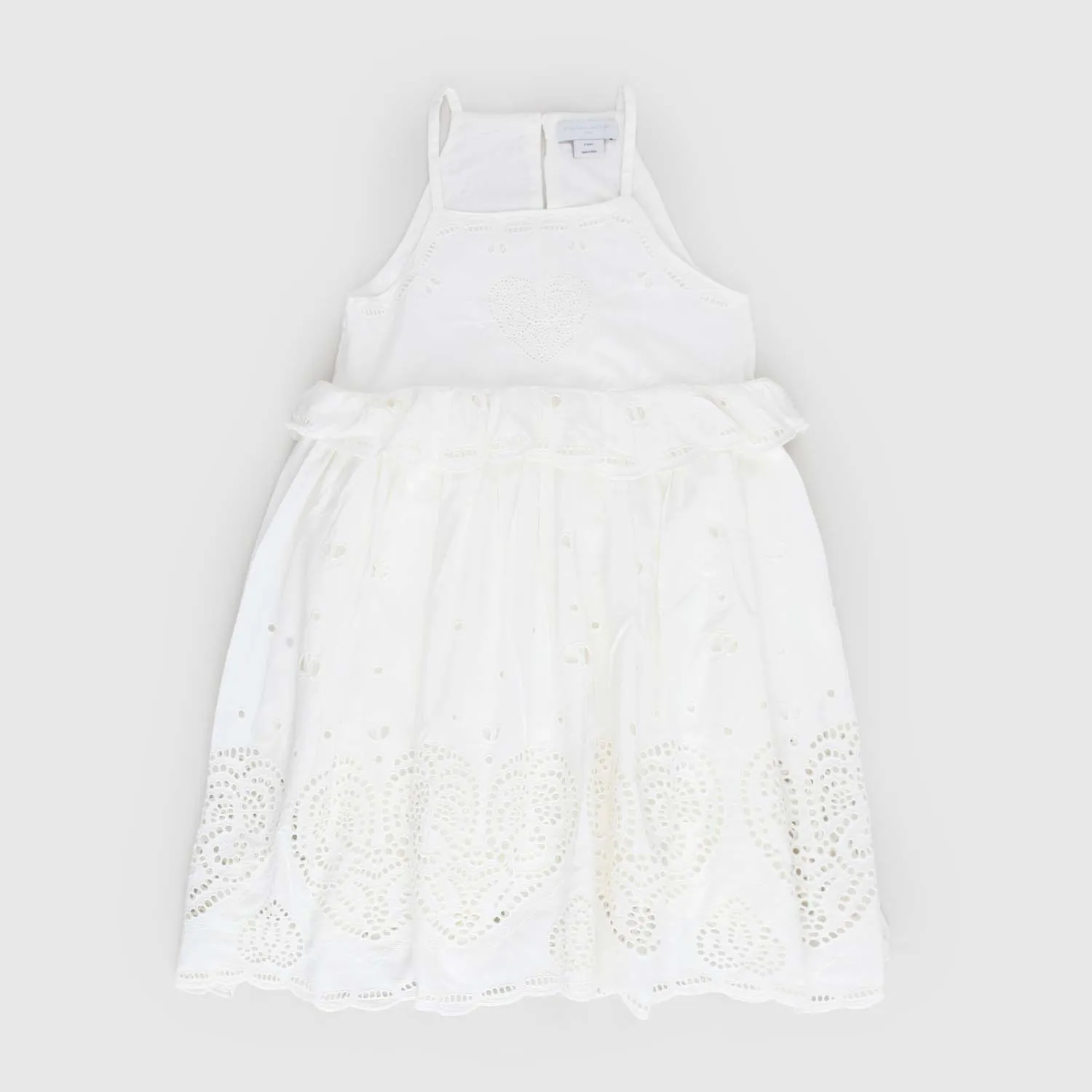 Stella Mccartney White Sleeveless Dress With English Stitch Embroidery