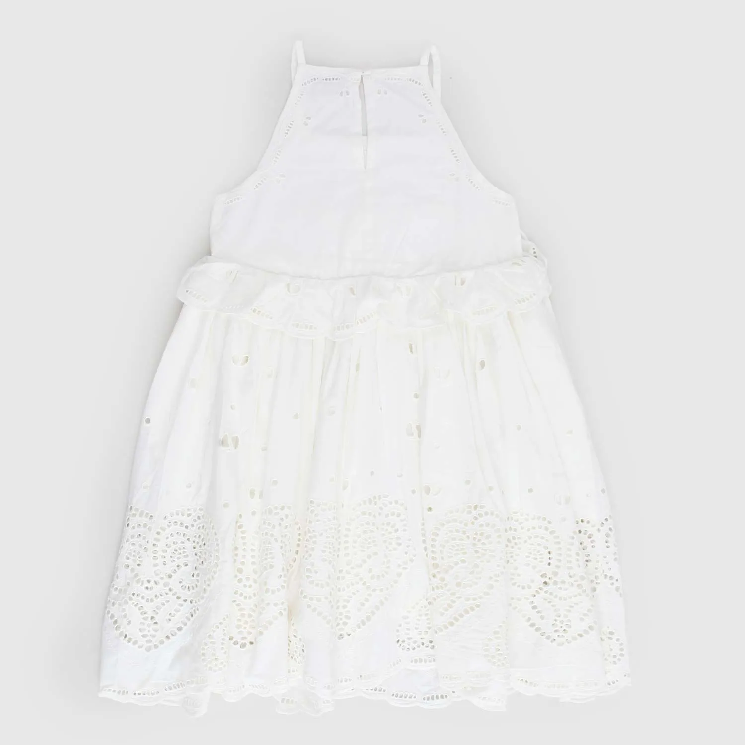 Stella Mccartney White Sleeveless Dress With English Stitch Embroidery