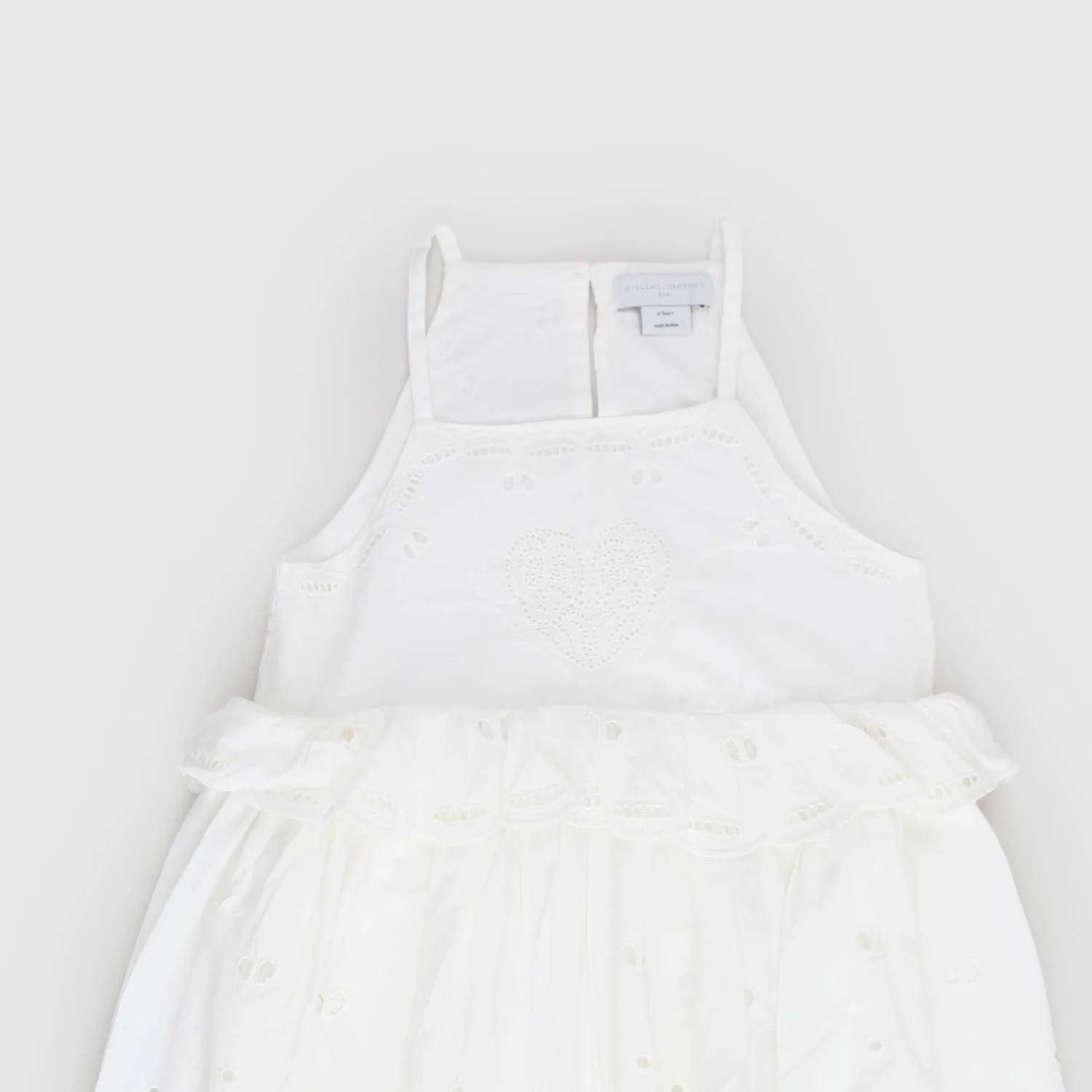 Stella Mccartney White Sleeveless Dress With English Stitch Embroidery