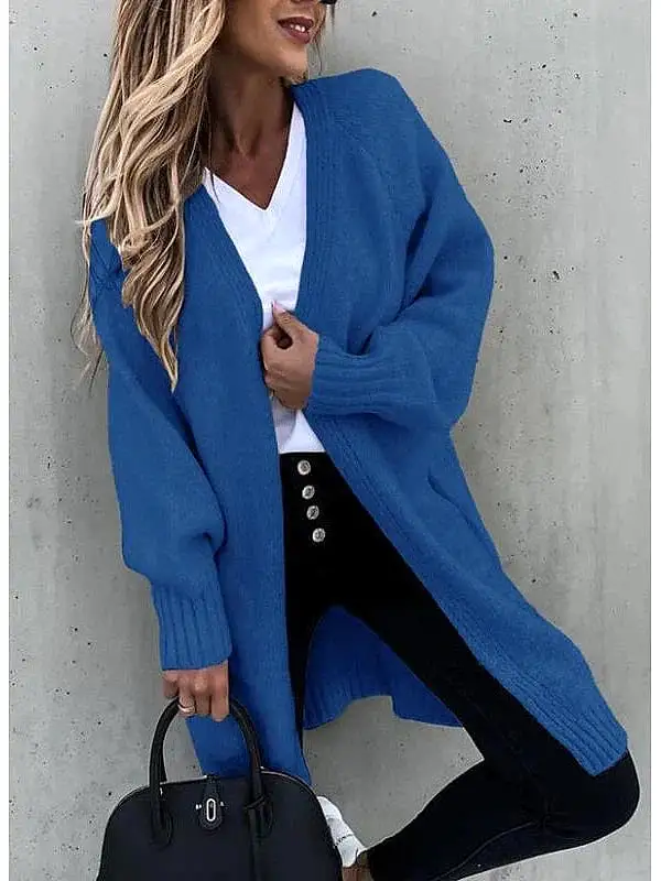 Stylish Cable Knit Open Front Cardigan for Women in Navy Blue, Green, and Khaki Sizes S - L