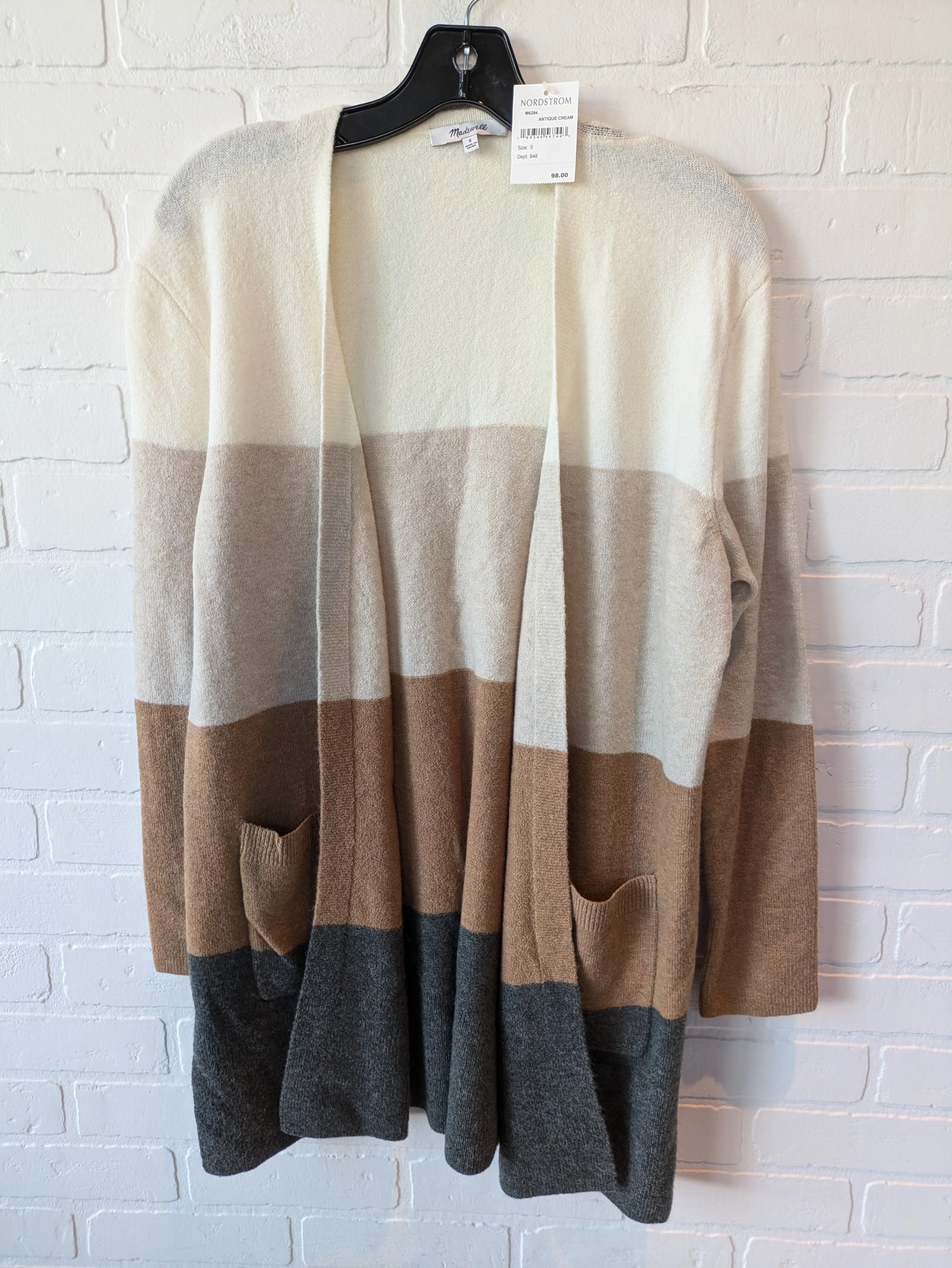 Sweater Cardigan By Madewell In Cream & Grey, Size: S