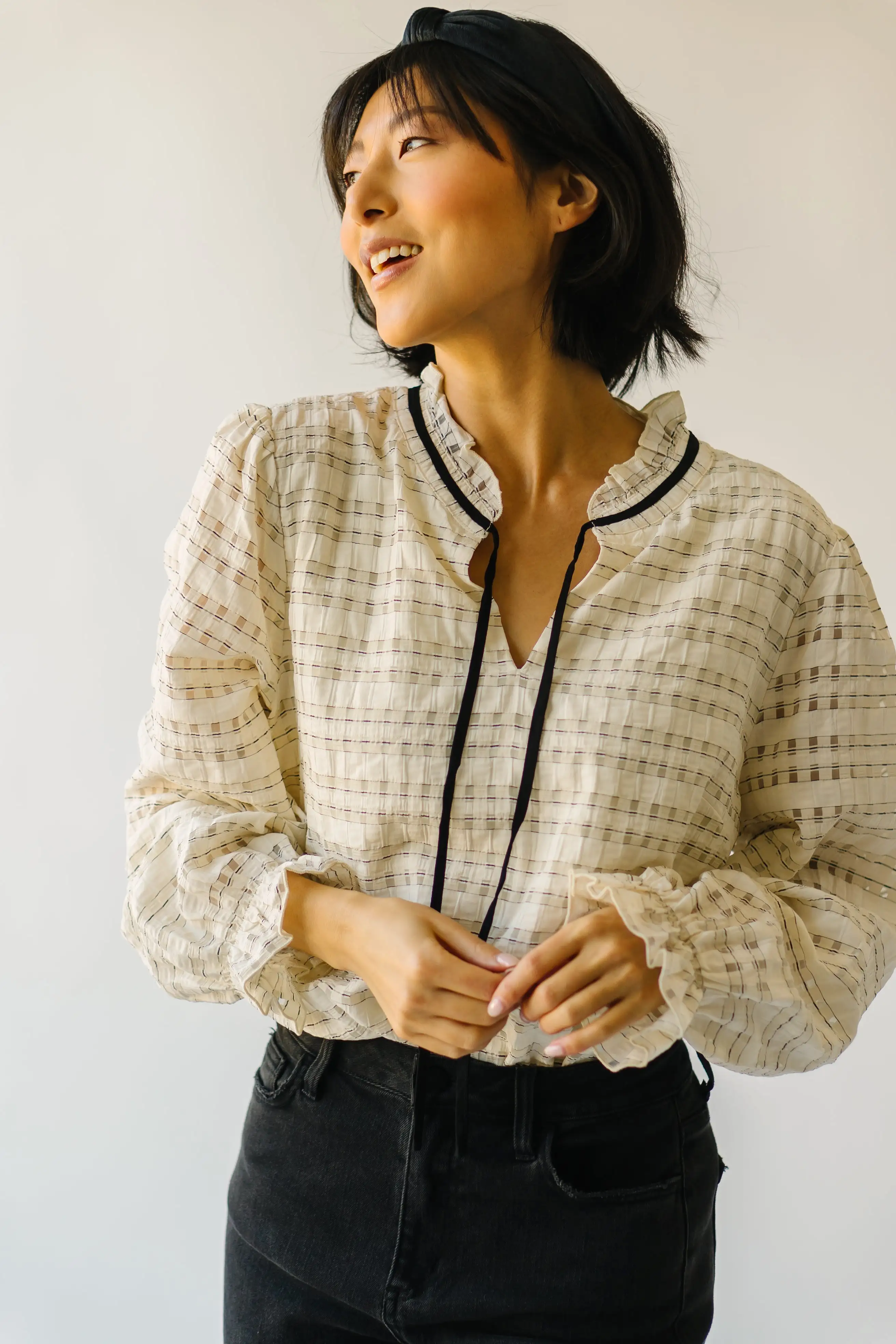 The Ayers Ruffle Detail Blouse in Cream