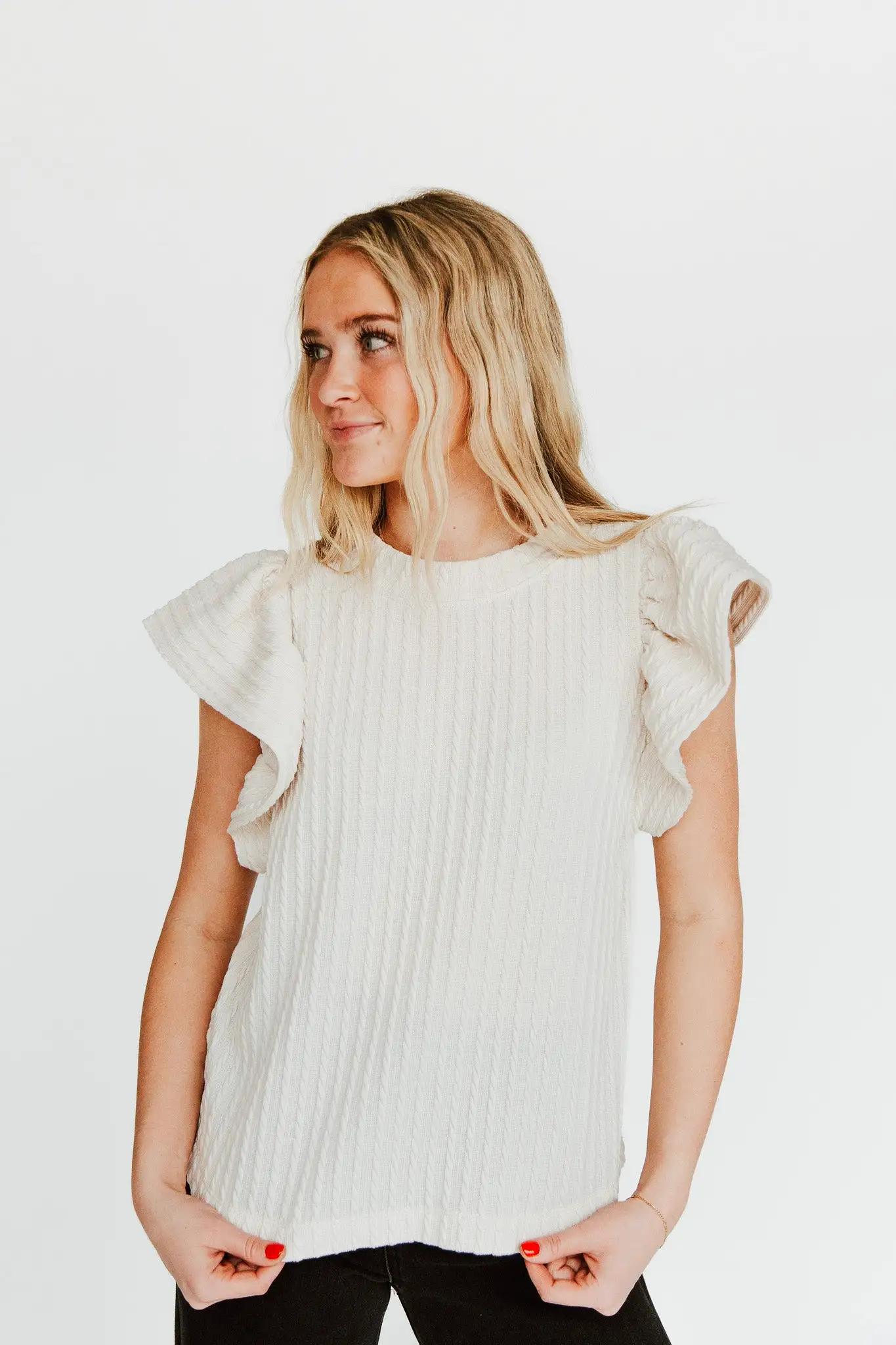 The Bratten Textured Blouse in Ivory