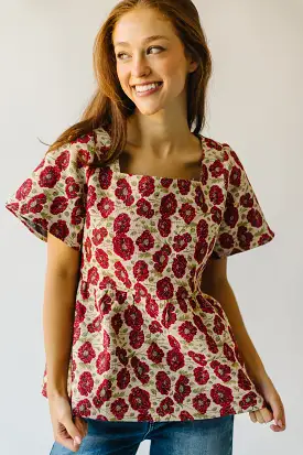 The Callister Floral Woven Blouse in Red Multi