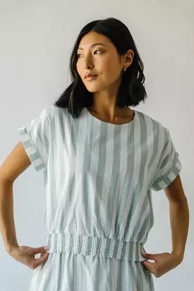 The Hamburg Button Detail Blouse in Sage Stripe