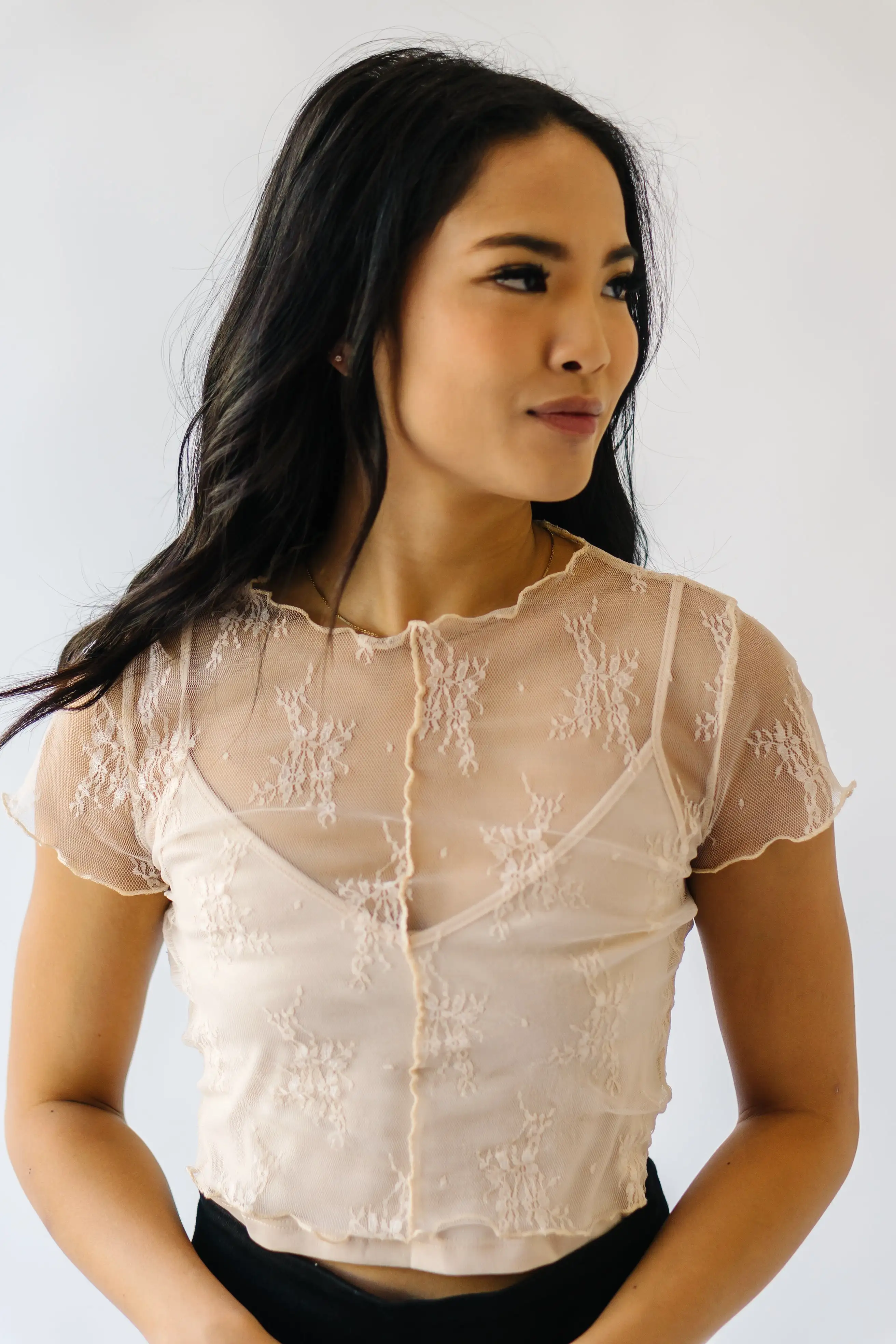 The Haswell Lace Detail Blouse in Cream