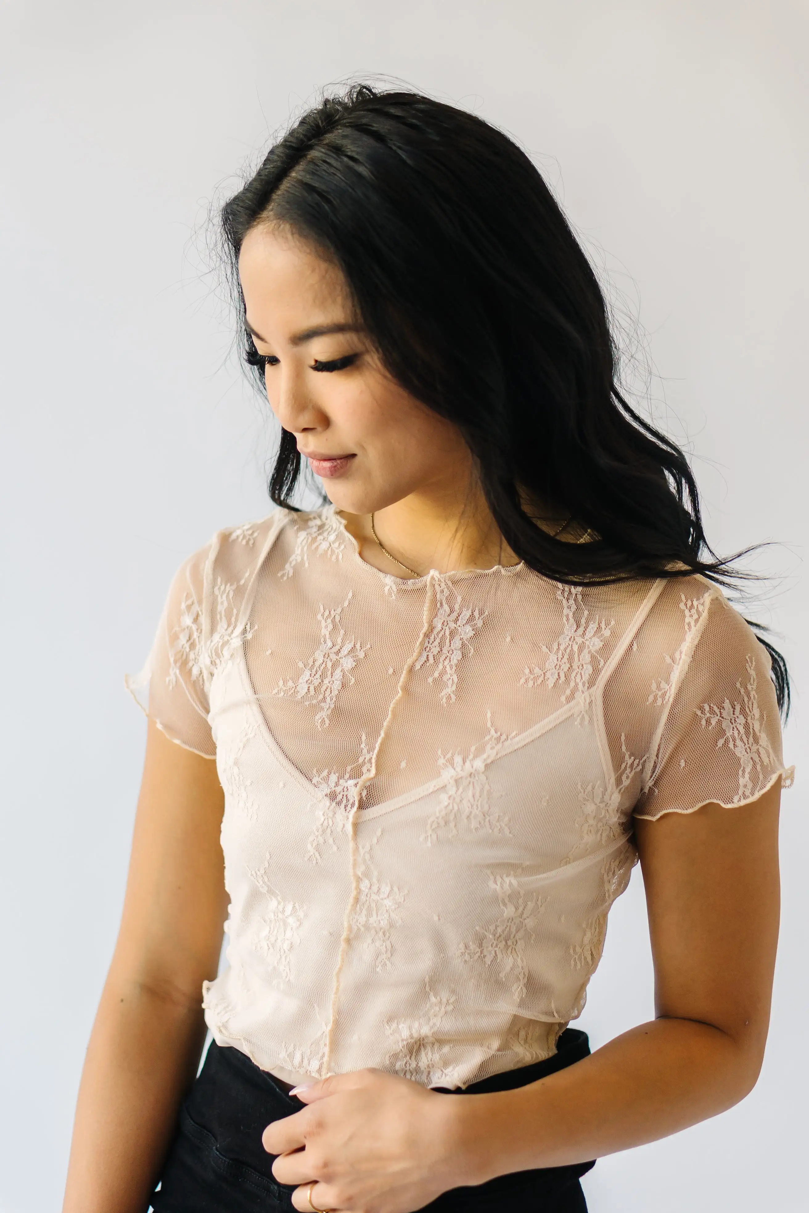 The Haswell Lace Detail Blouse in Cream