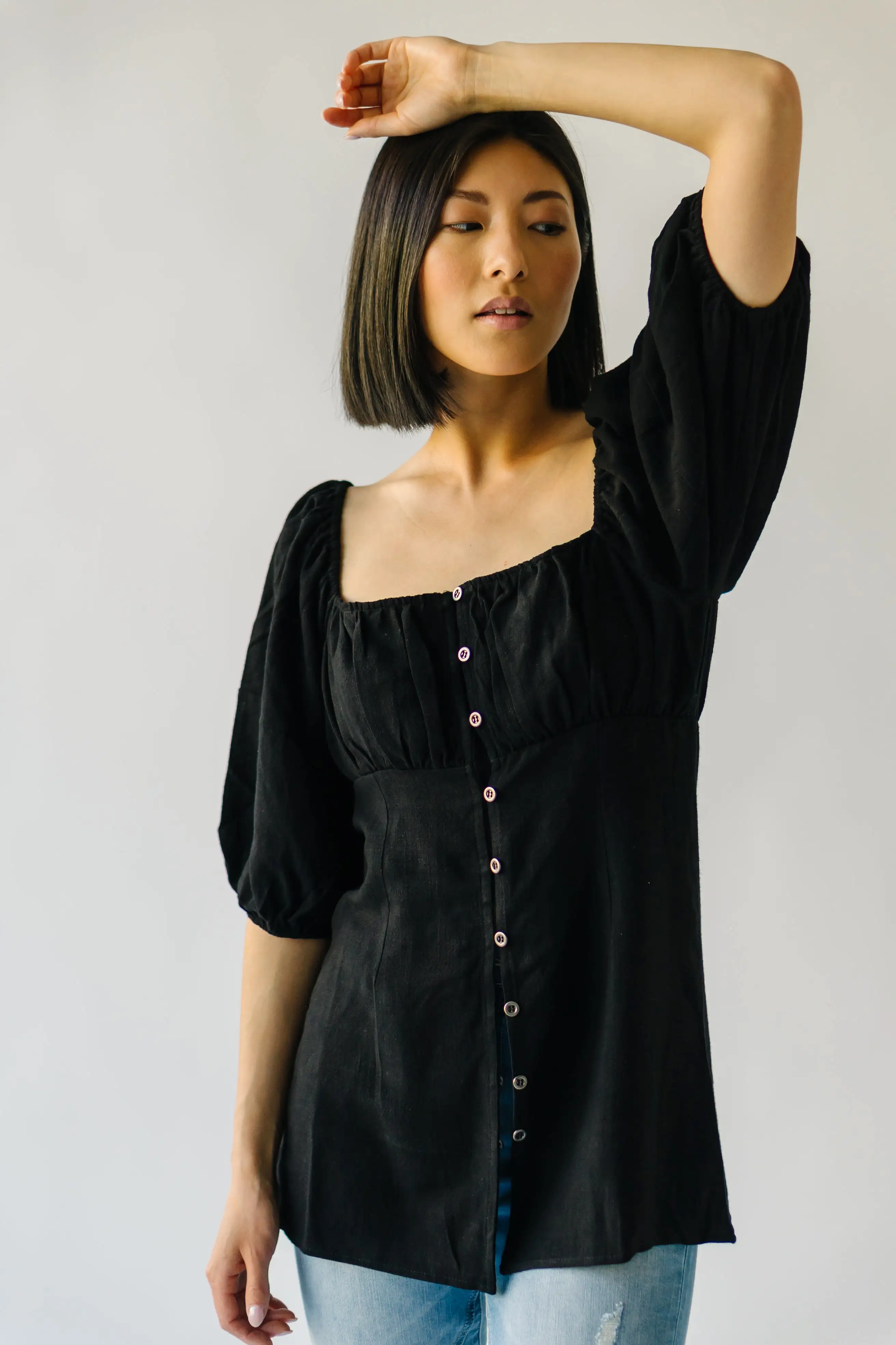 The Lillet Button-Up Blouse in Black