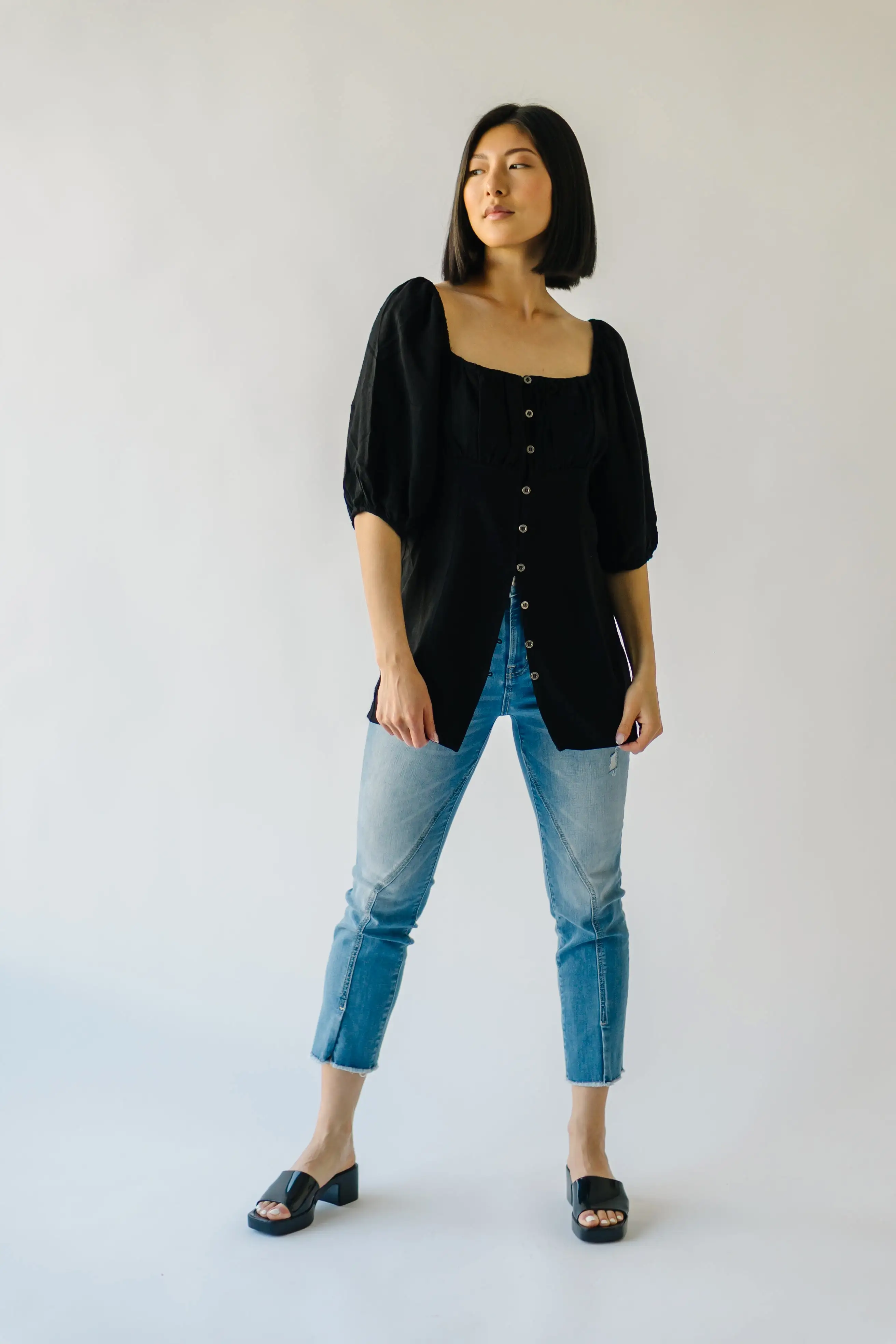 The Lillet Button-Up Blouse in Black