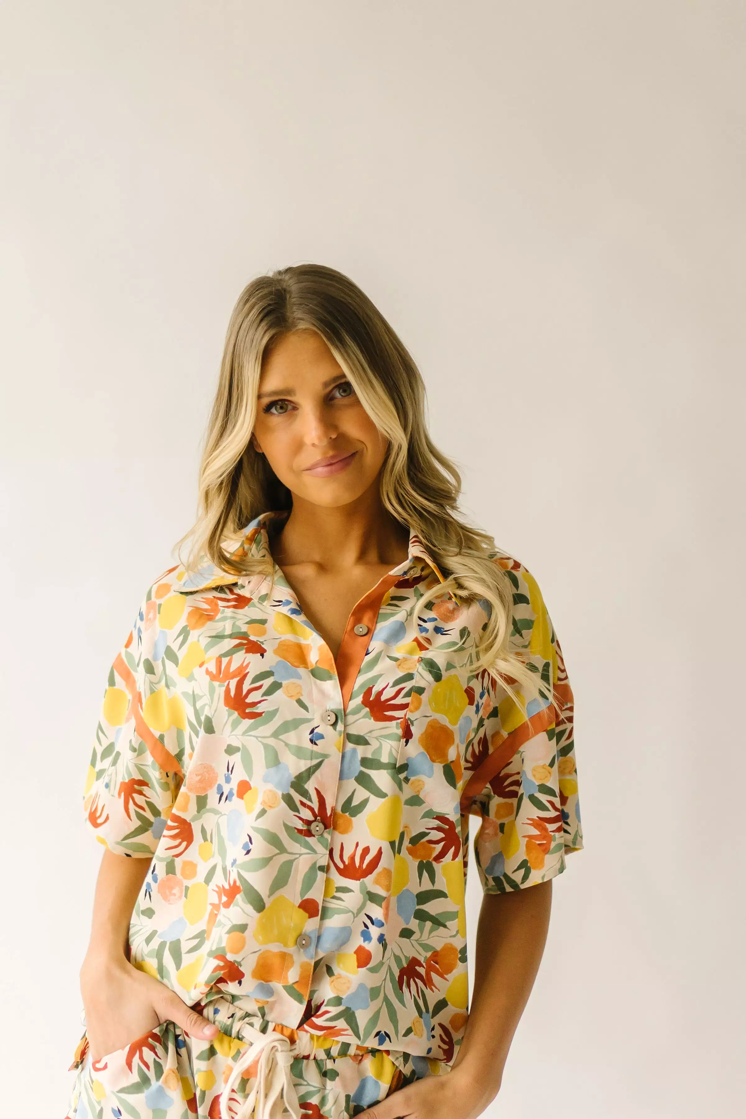 The Lively Button Up Blouse in Floral Multi