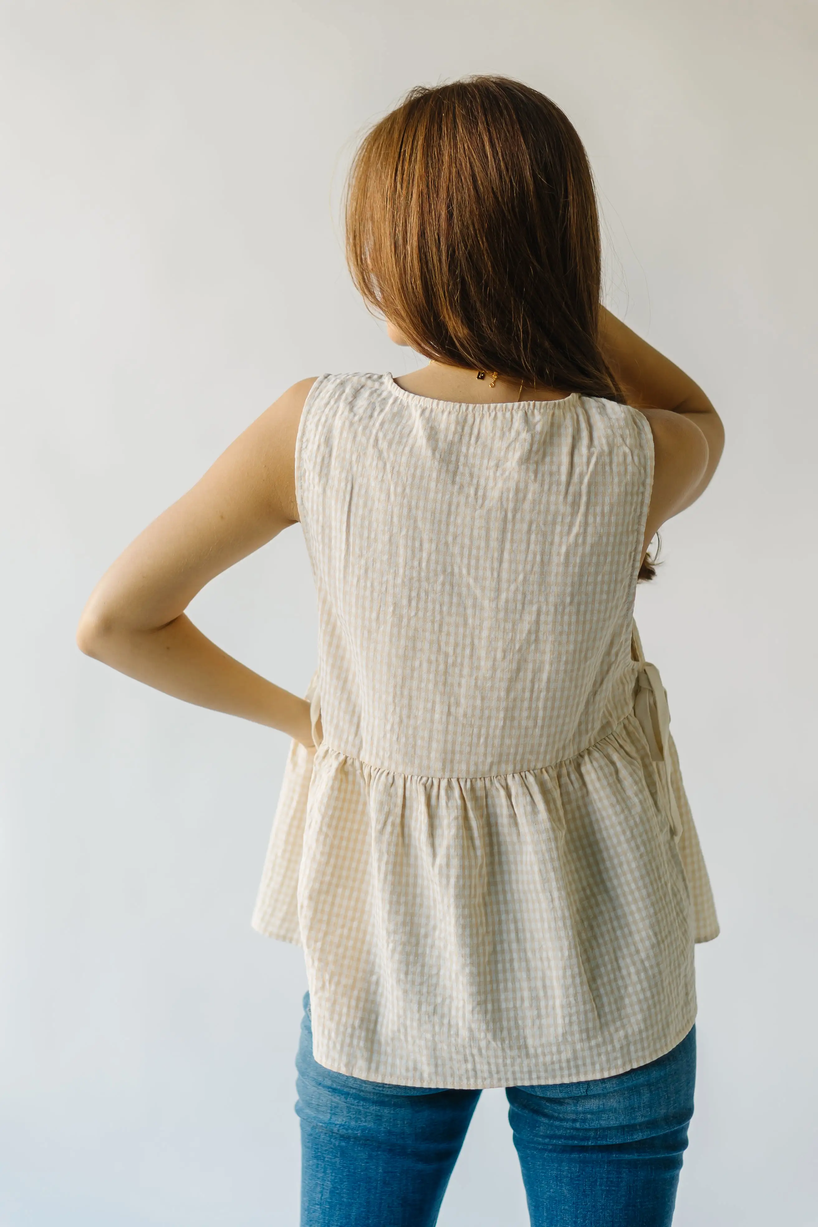 The Novesta Side Ruffle Blouse in Cream Multi