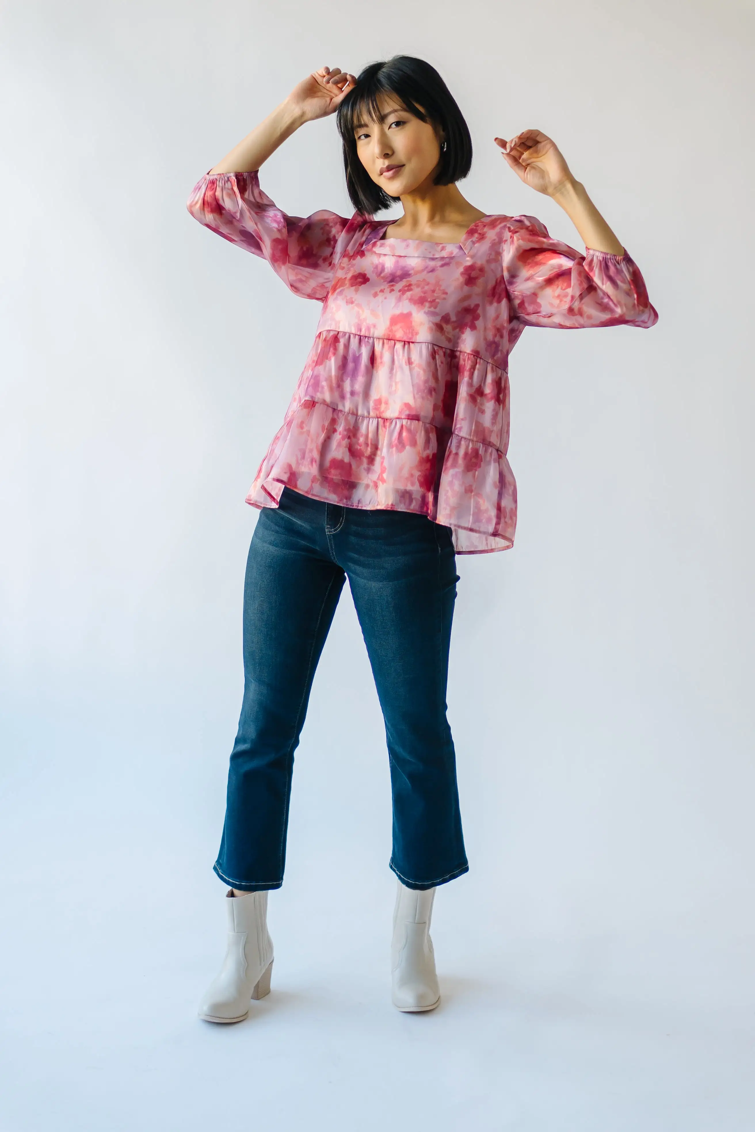 The Parkman Floral Organza Blouse in Blush