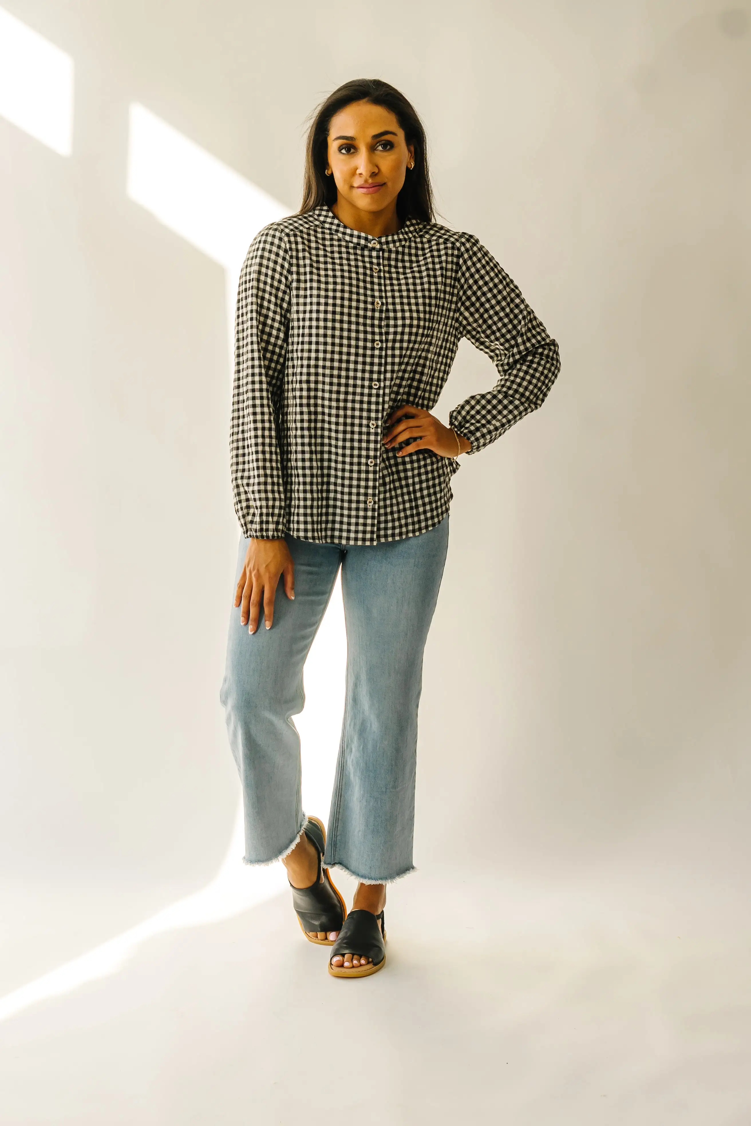 The Rentz Gingham Checked Blouse in White + Black