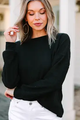 The Slouchy Black Cable Knit Top