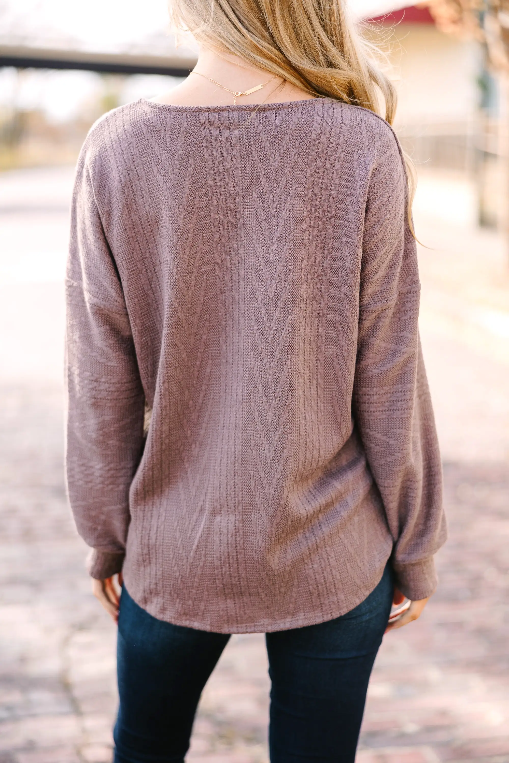 The Slouchy Mushroom Brown Cable Knit Top