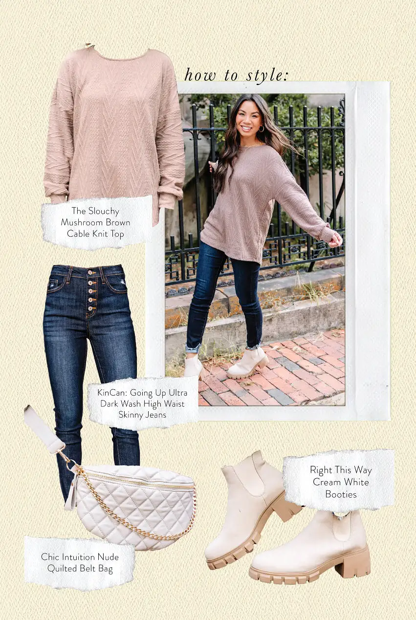 The Slouchy Mushroom Brown Cable Knit Top