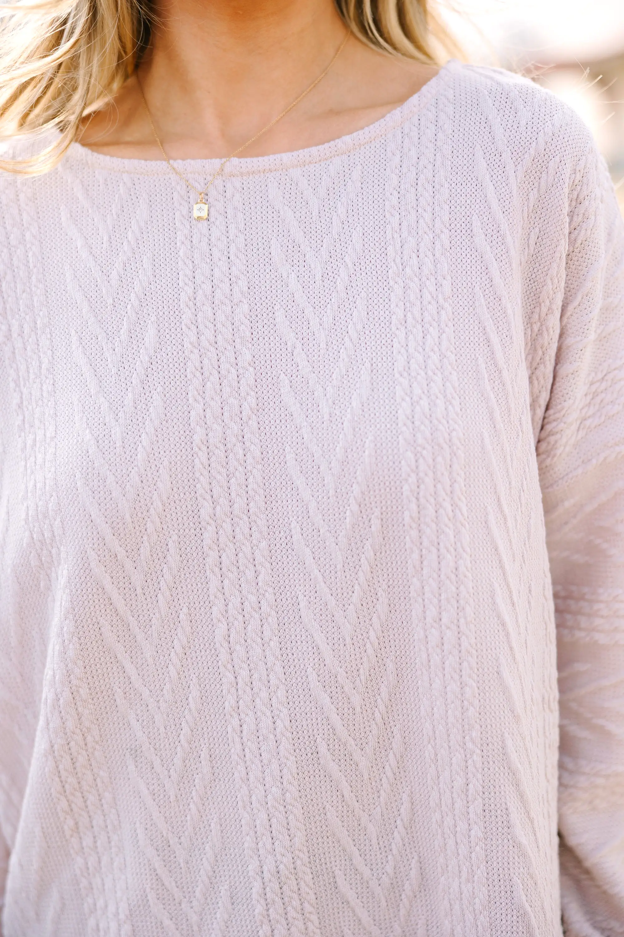 The Slouchy Taupe Brown Cable Knit Top