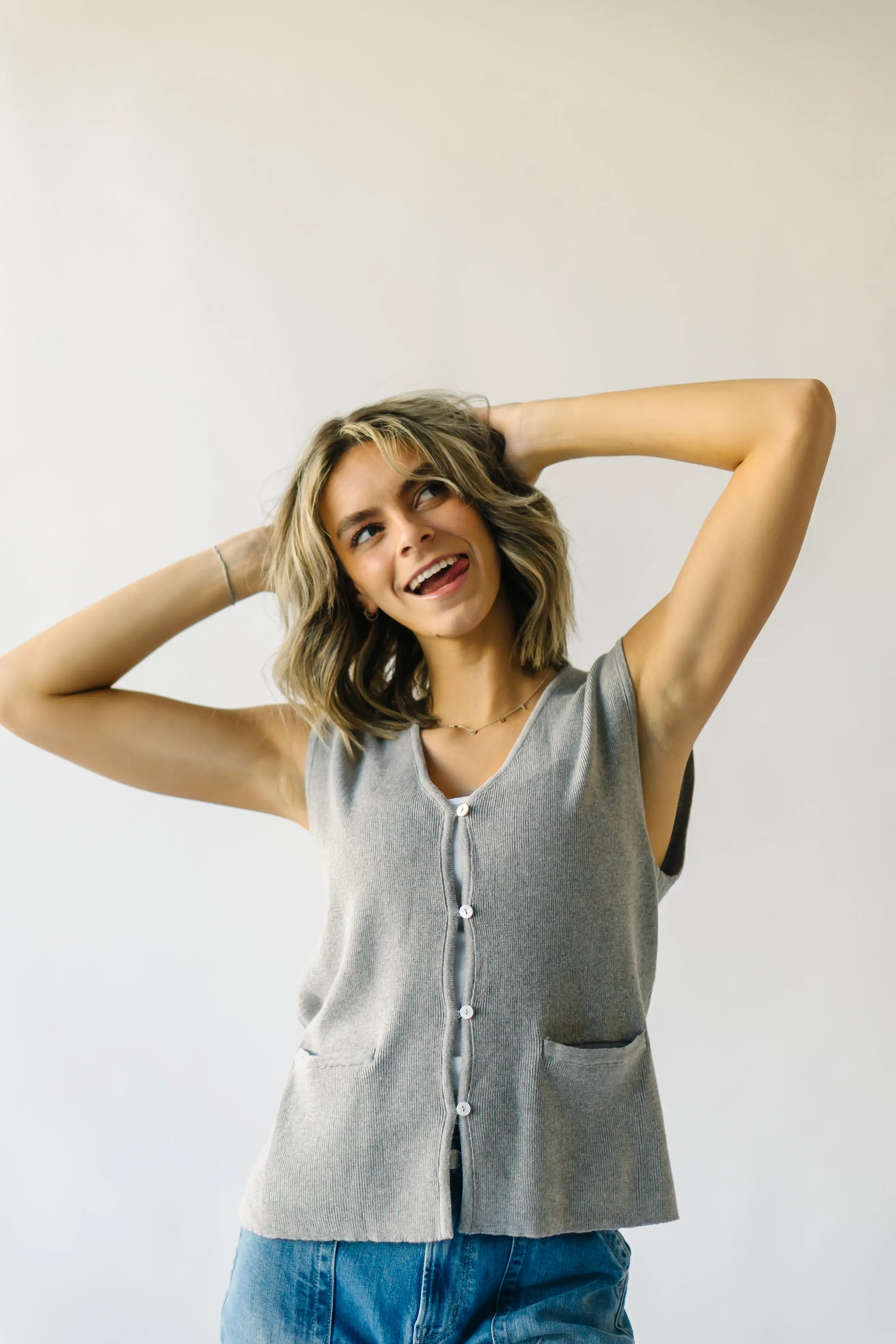 The Tilton Button-Down Vest in Heather Grey