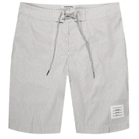 Thom Browne Striped Seersucker Swim Short White