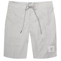 Thom Browne Striped Seersucker Swim Short White