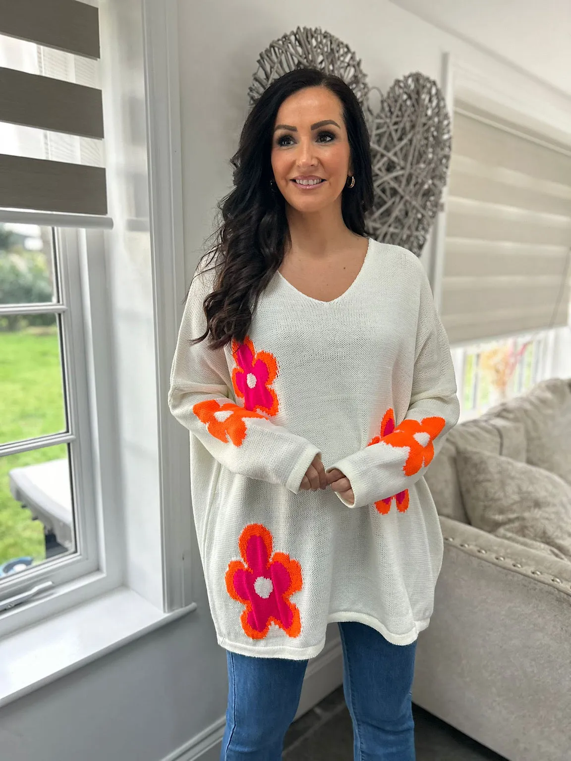 Vanilla Vibrant Flower Knit Zoe