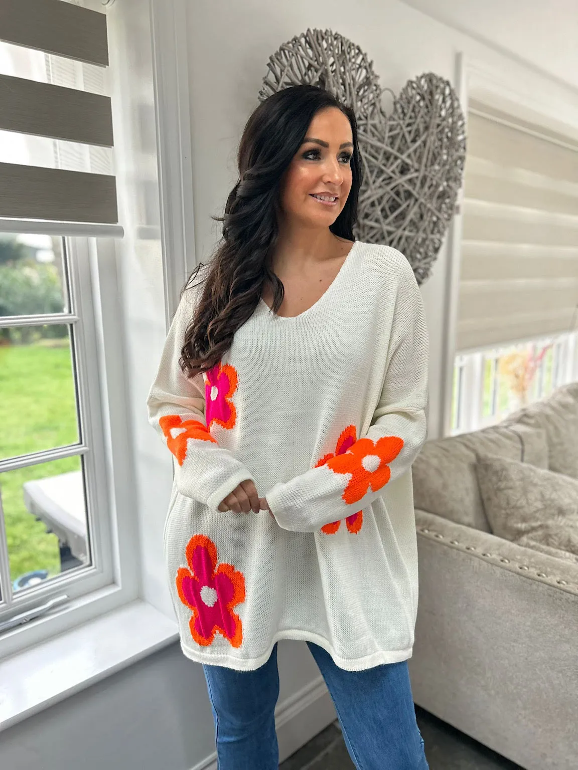 Vanilla Vibrant Flower Knit Zoe