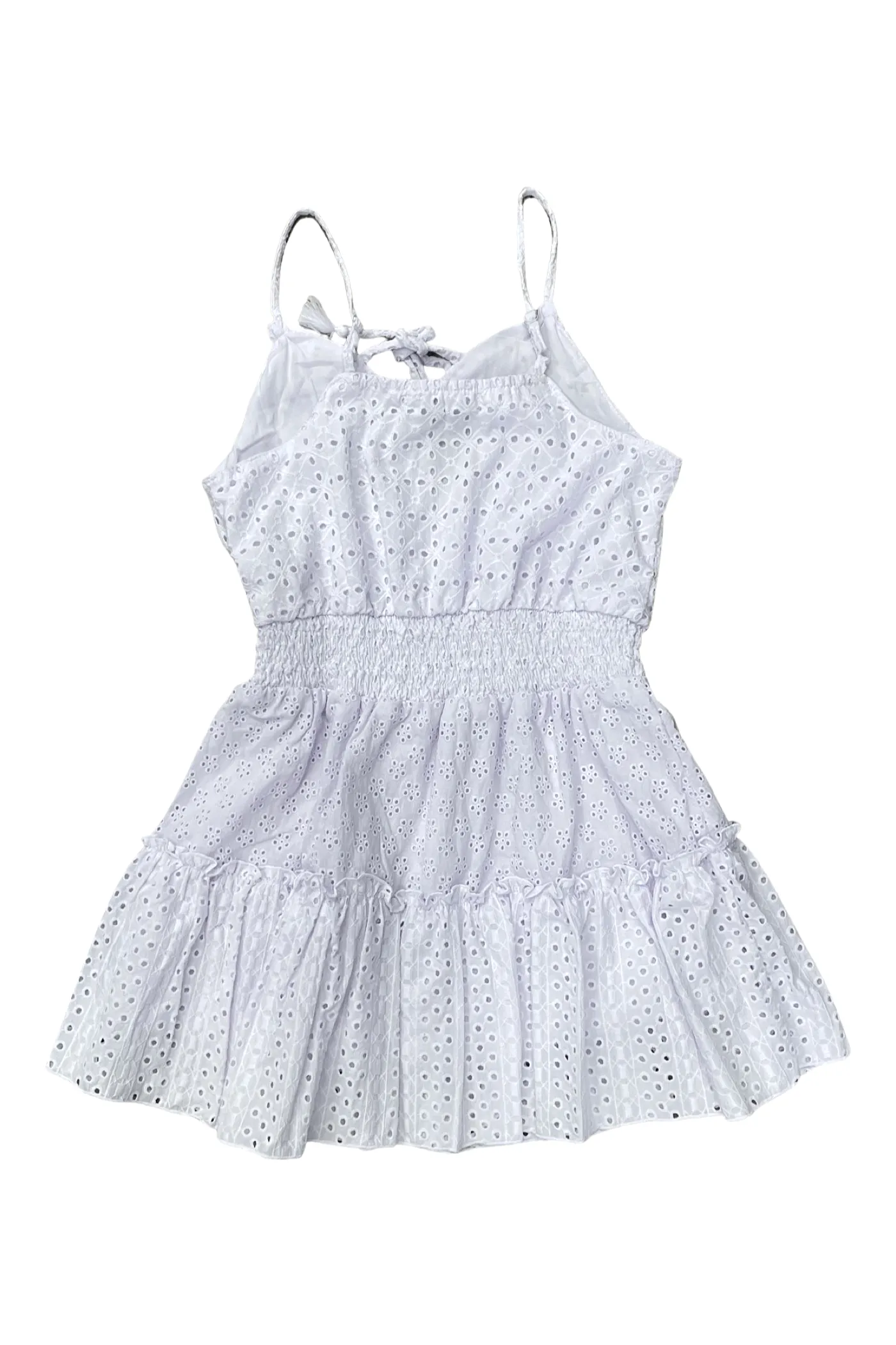 White Eyelet V-Neck Dress