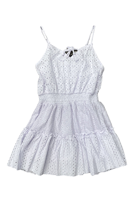 White Eyelet V-Neck Dress