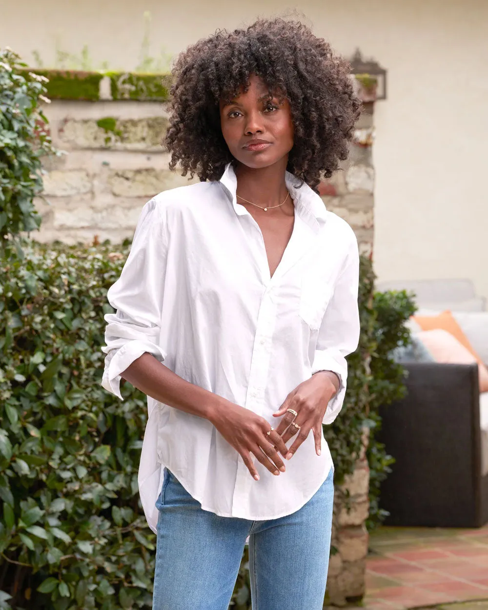 White Featherweight Relaxed Eileen Button Up Shirt