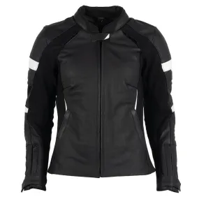 Women Fully Armored Black And white RST GT Leather Jacket