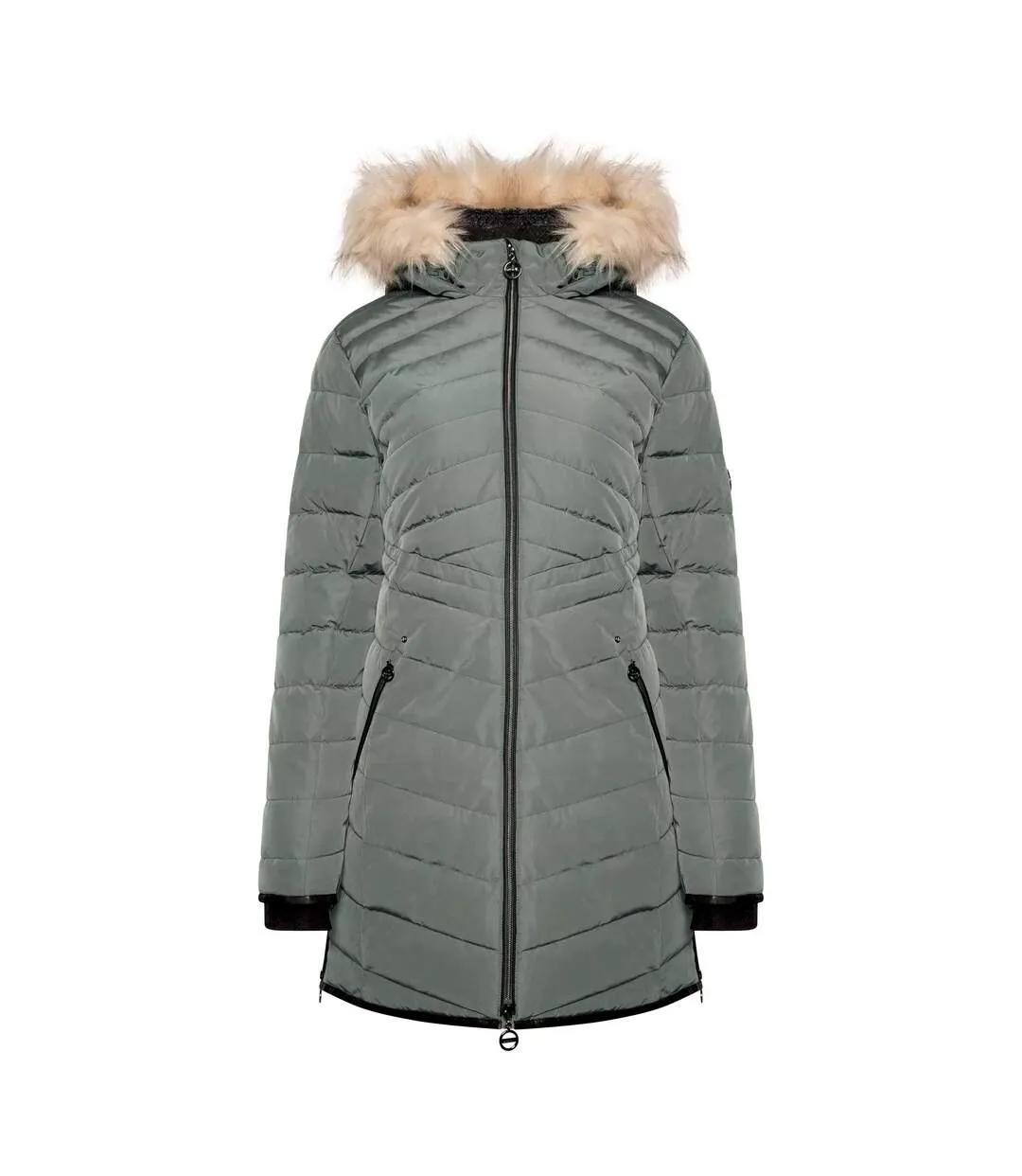 Womens/ladies striking iii long length padded jacket duck green Dare 2B