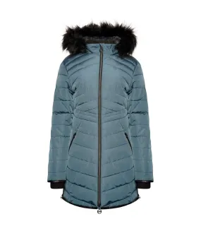 Womens/ladies striking iii long length padded jacket orion grey/orion Dare 2B